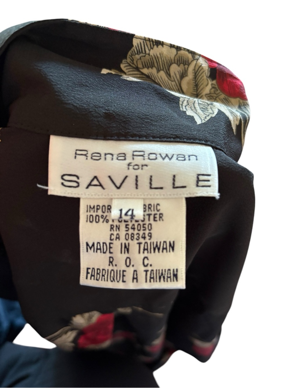 Vintage Rena Rowan for Saville Black Floral Matching Skirt Set Size 14/16 - Picture 3 of 9